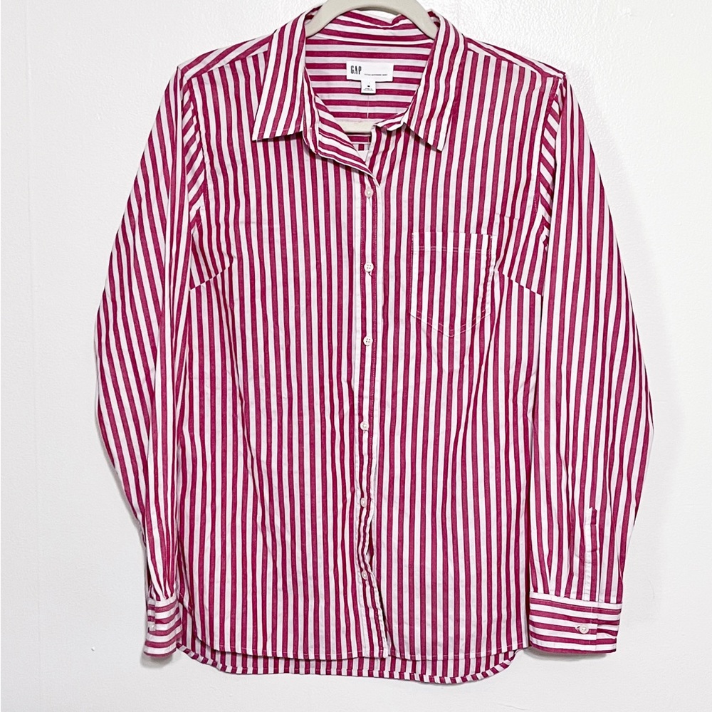 GAP Red and White Striped Button Down Shirt